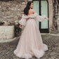 Princess Puffy Sleeve Prom Dress Sweeite Off The Shoulder Party Dress Tulle Sweep Train Evening Dresses Vestidos De Noche