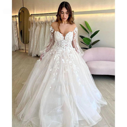 Pakaian Perkahwinan Puteri Seksi Kekasih Bunga Strapless Appliques Corset Bridal Gowns Vestido de Novia Disesuaikan