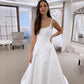 PERFECT Simple O-Neck A-Line Wedding Dresses Elegant Spaghetti Straps Open Back Sleeveless Bridal Gowns Sweep Train Custom Made