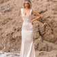 Vestido de novia largo blanco de playa, vestidos elegantes sexis con escote en forma de corazón y tirantes finos para mujer, vestido plisado moderno de sirena sin espalda