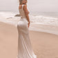 Vestido de novia largo blanco de playa, vestidos elegantes sexis con escote en forma de corazón y tirantes finos para mujer, vestido plisado moderno de sirena sin espalda