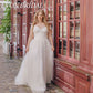 Boho A-Line Plus Size Wedding Dress Applique V-Neck Short Sleeves Bridal Gown Tulle Sweep Train vestidos de novia