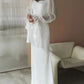 Simple Wedding Dresses Square Neck Puff Sleeves Bodycon Satin Bride Dresses Vintage Bridal Gowns Floor length