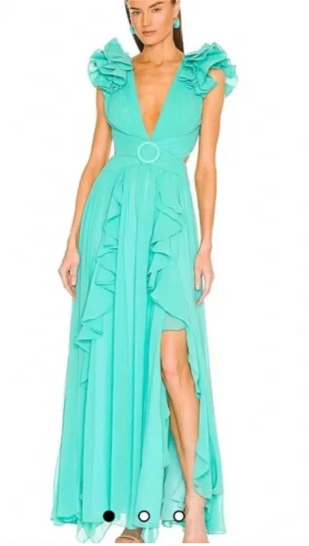 Elegant Green Prom Dress Party V-Neck Women's Dress Party Wedding Dress Silk Satin فستان سهرة Green