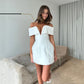 A-Line Mini Wedding Party Dresses for Women Stain Brides Dress Off Shoudler Cocktail Gowns Pakaian Gaun Khusus