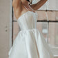 White Spaghetti Straps Simple Bridal Gown Vestido De Novia Train Dress Wedding Dress Satin  Bow Court