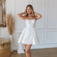 White Spaghetti Straps Simple Bridal Gown Vestido De Novia Train Dress Wedding Dress Satin  Bow Court