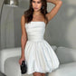 A-Line Mini Wedding Party Dresses Strapless Sleeveless Pleats Brides Gowns Stain Puff Skirts vestidos de novia 2024 boda