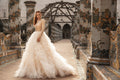 Elegant Puffy Princess Bridal Gown with Lace Embellishments and Jewel Neckline for a Timeless Wedding Look Satin