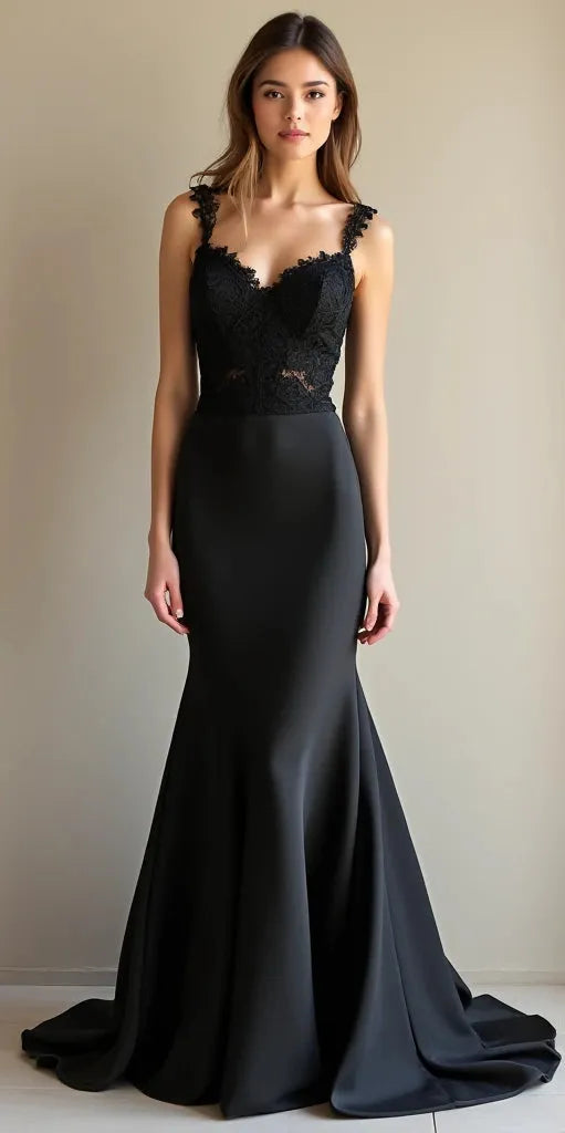 Black Wedding Dress | Stunning Midnight Bridal Gown for Modern Alternative Brides New Satin Sleeveless Sleevless