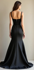 Black Wedding Dress | Stunning Midnight Bridal Gown for Modern Alternative Brides New Satin Sleeveless Sleevless