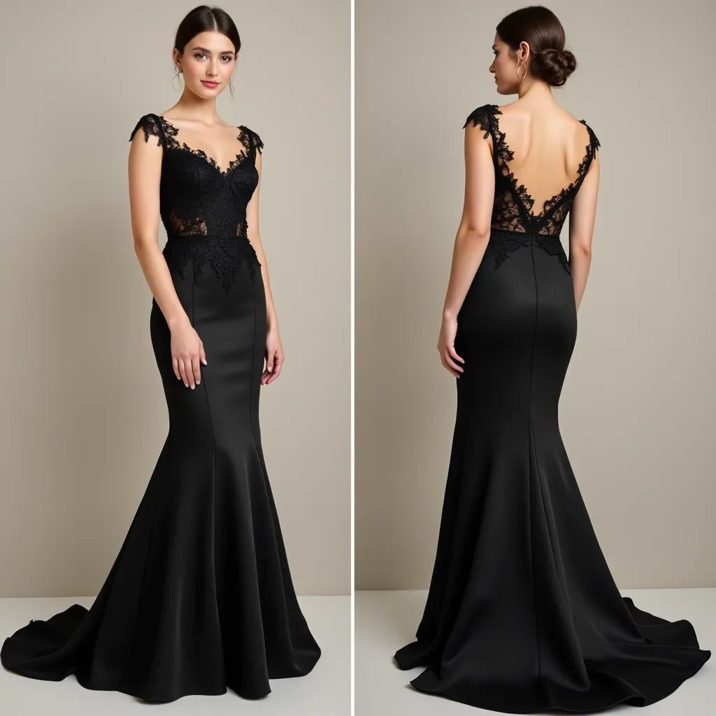 Black Wedding Dress | Elegant Gothic Bridal Gown for a Timeless Dark Aesthetic New Satin Sleeveless Sleevless