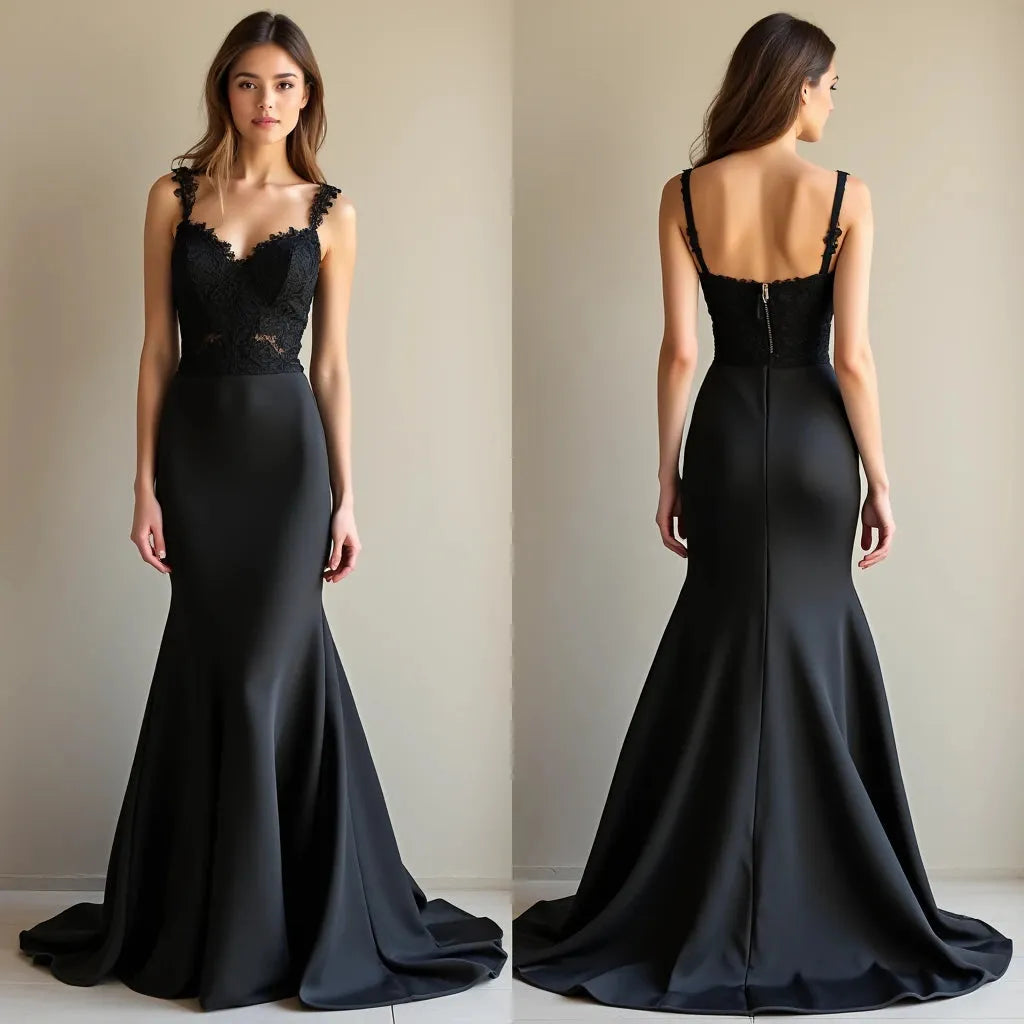 Black Wedding Dress | Stunning Midnight Bridal Gown for Modern Alternative Brides New Satin Sleeveless Sleevless
