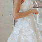 3D White Petals Bridal Gown Vestido De Novia Train Simple Dress Wedding Dress Satin  Bow Court