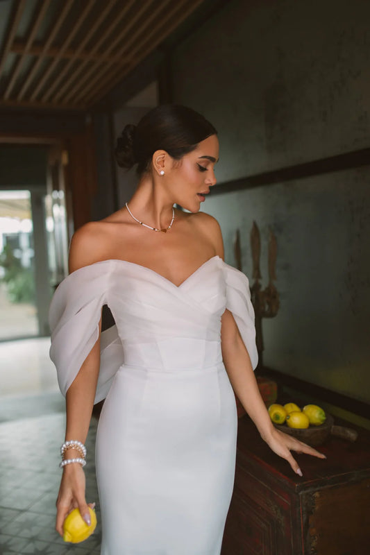 Vestido De Novia elegante De sirena, escote en forma De corazón, blanco, con hombros descubiertos, espalda abierta, vestido De Novia De satén, Vestidos De Novia 