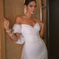 Elegant Sweetheart Mermaid Wedding Dress Women White Off The Shoulder Open Back Satin Bridal Gown Sweep Train Vestidos De Novia