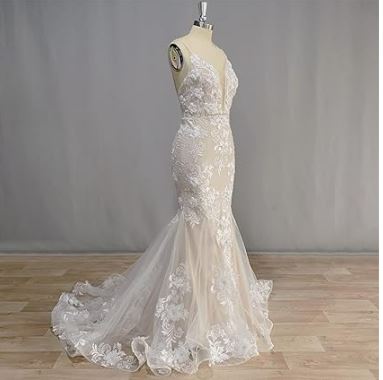 Robe de mariée sirène Sexy, fleurs 3D, sans manches, bretelles Spaghetti, décolleté en V profond, dos nu 