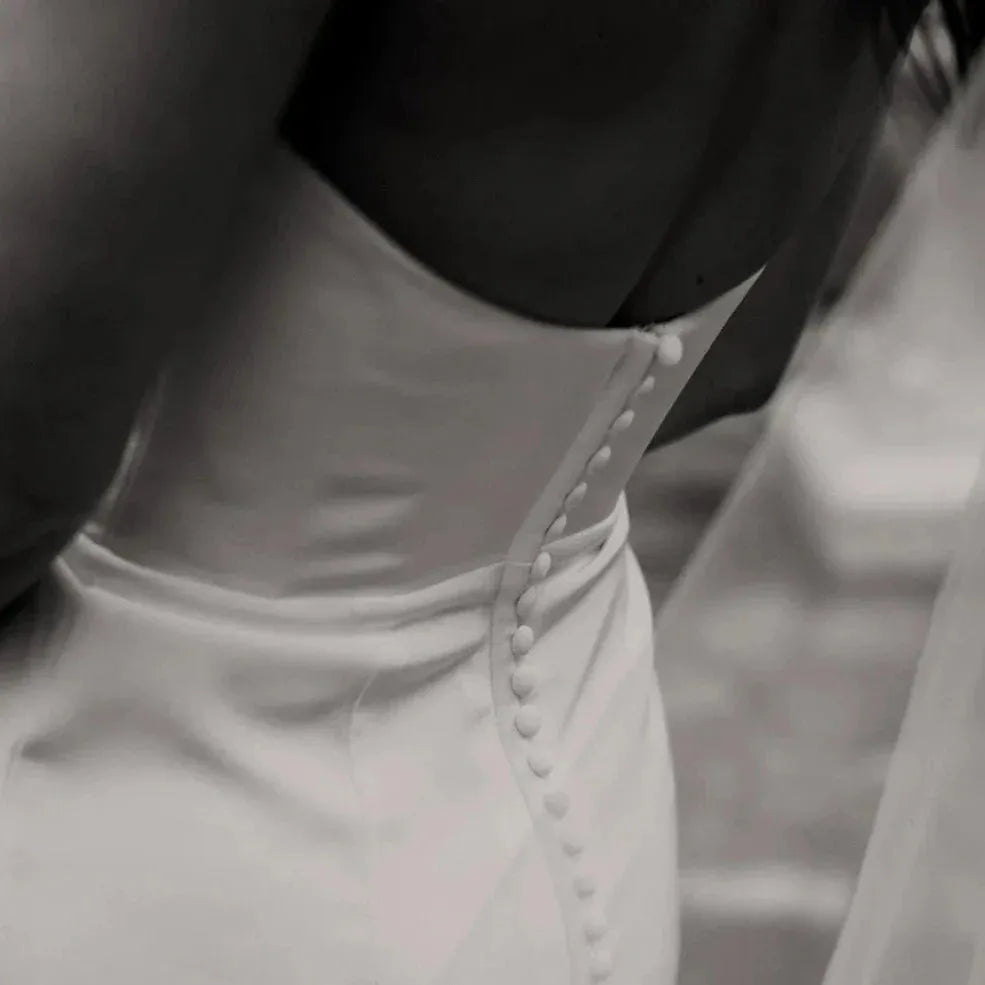 Sol Simple Strapless Satin Wedding Dress For Women Sexy Mermaid Bridal Gown For Charming Women Vestidos De Novia Ivory 14w