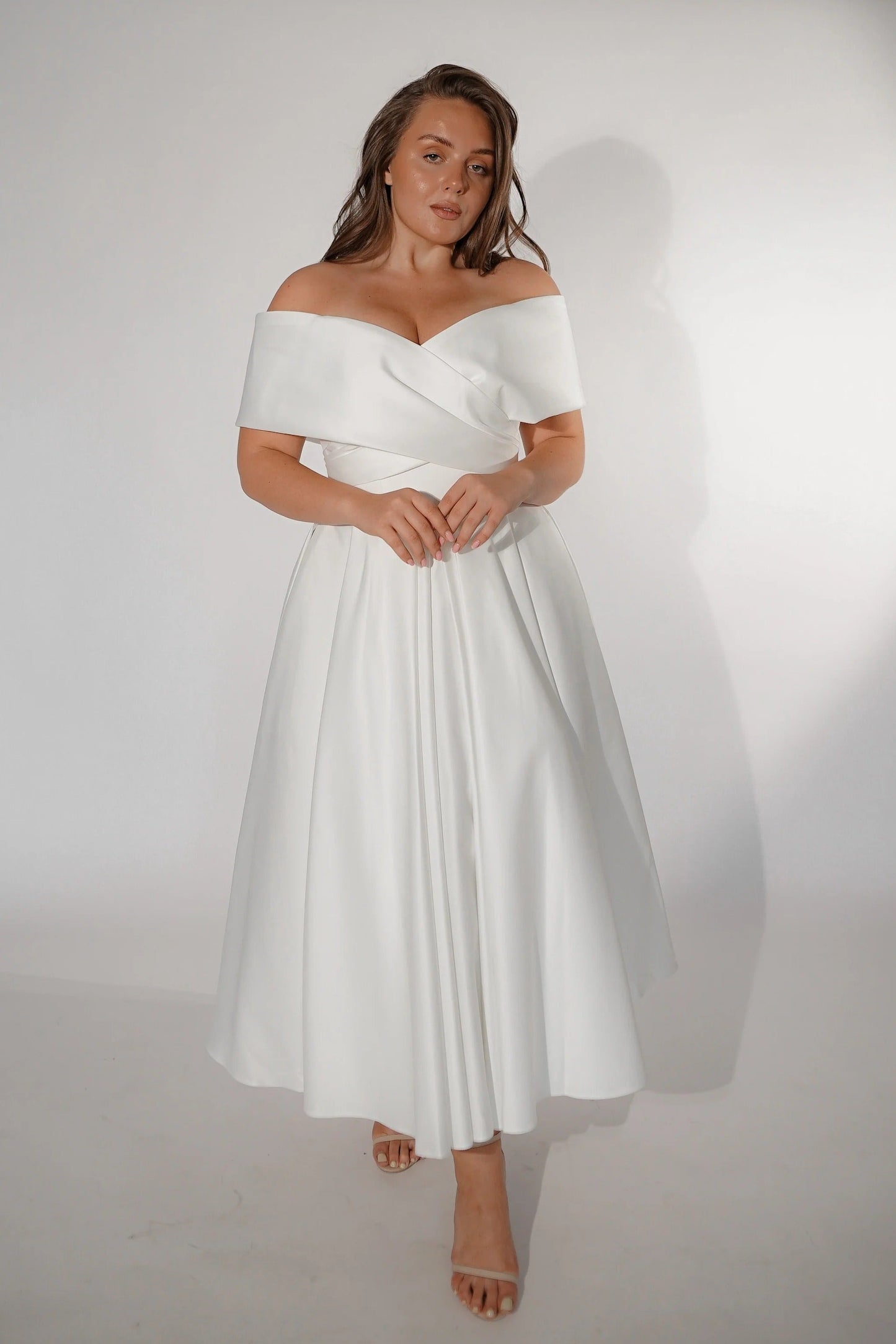 Plus-Size Satin Wedding Dress Modern Dress Vestido De Novia Bow Simple Court Train Bridal Gown Satin Mermaid Princess