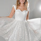 Sparkly Short Wedding Dress Bow Court Train Dress Satin Modern Mermaid Vestido De Novia Princess Gown