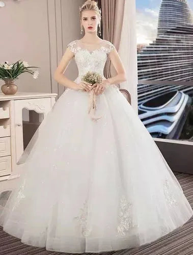 Elegant Hot Selling Ball Gown Lace Up Back Formal Bride Dresses Wedding Dress