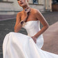 Strapless sleeveless Satin Simple Mermaid Wedding Dress Elegant Zipper Back Court Train Gaun Pengantin Gaun Adat Made