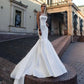 Strapless Sleeveless Satin Simple Mermaid Wedding Dress Elegant Zipper Back Court Train Bridal Gown Custom Made