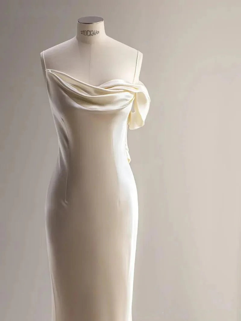 Robe De mariée sirène en Satin, sans bretelles, avec bretelles Spaghetti, dos nu, sur mesure, grandes tailles 