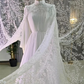 Robe de mariée de luxe musulmane de dubaï, en dentelle perlée, ligne a, col haut, en mousseline de soie plissée, manches longues 