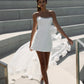 Vestido De Novia Mermaid Princess Short Wedding Dress with a Decorative Skirt with 3D Flowers Court Train Bridal Gowns