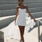 Vestido De Novia Mermaid Princess Short Wedding Dress with a Decorative Skirt with 3D Flowers Court Train Bridal Gowns