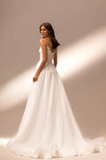Stunning A-Line Wedding Dress For Women Tulle Sweetheart Spaghetti Strap Lace Appliques Bridal Gowns Satin