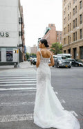 Fancy Square Collar Wedding Dress Zipper Trumpet Slit Chapel Train Tulle Sleeveless Abito Da Sposa Customized Plus Size Satin
