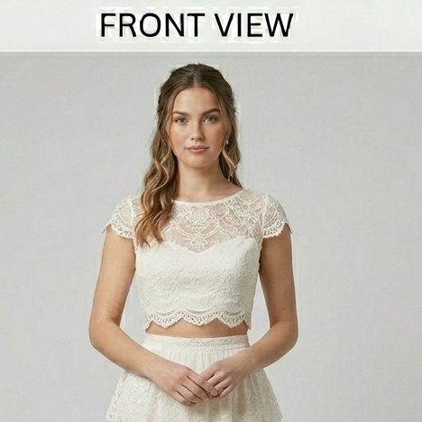 Two Piece Wedding Dress Crop Top Short Lace Skirt Bohemian