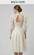 Corset Sleeve Wedding Dress Victorian Short Inspired Lace Gown