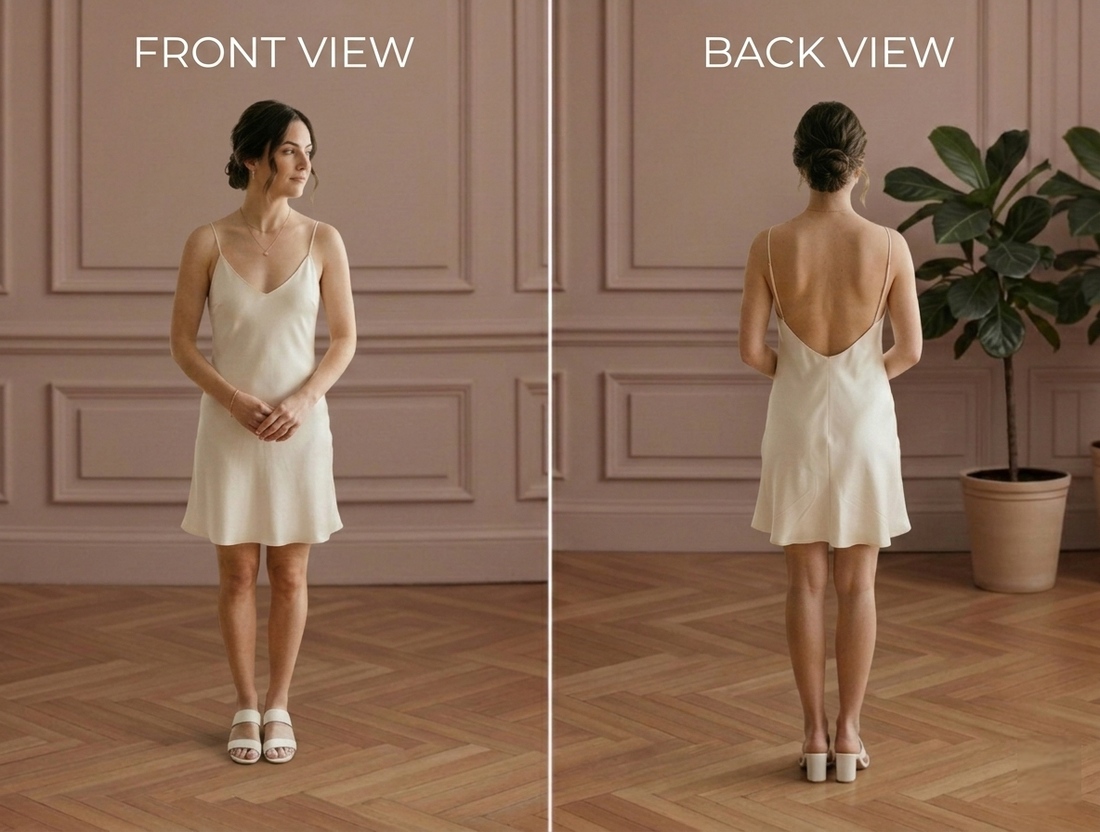 Modern Minimalist Silk Wedding Dress Short Spaghetti Strap Slip