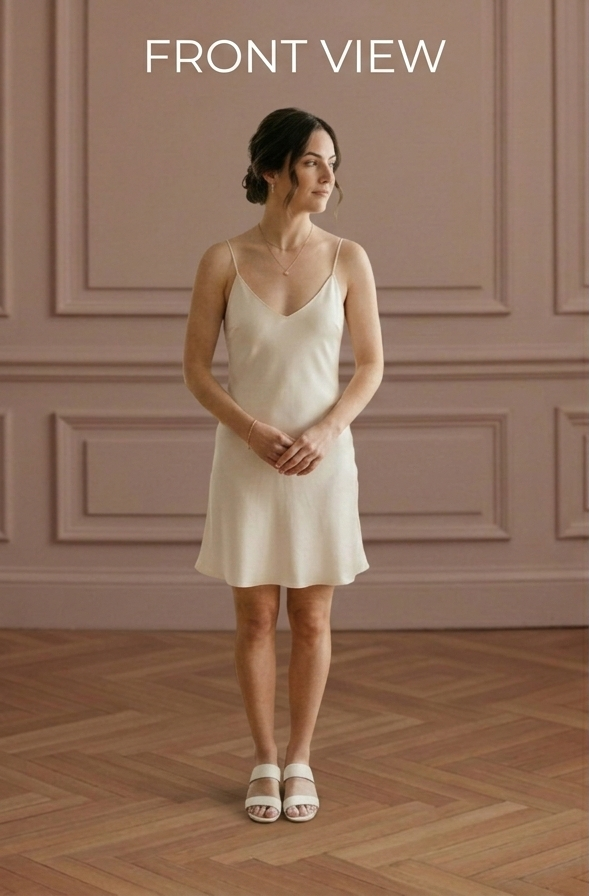 Modern Minimalist Silk Wedding Dress Short Spaghetti Strap Slip