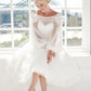 A-Line-Hochzeitskleid Kurzes funkiges Netz lang Ärmeln Brautkleider Knie Länge schiere Robe de Mariee Wunderschön für Dame Civil Vintage