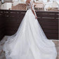 Marvelous Jewel Neckline 2 In 1 Wedding Dresses With Detachable Skirt Lace Appliques 3/4 Sleeves Two Pieces Bridal Gowns 2021