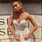 Champagne Lace Beading Wedding Dresses Sweetheart Illusion Bridal Gowns Soft Tulle Wedding Gown Vintage Court Train