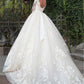 High Quality V-neck Applique Lace Wedding Dress With Three Quarter Sleeve Tulle A-line Bridal Dresses robe mariage femme