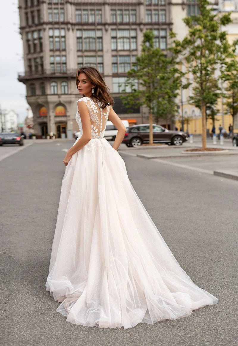 Plażowa sukienka ślubna koronkowe aplikacje guziki back back Butt Boho Bridal sukienki ślubne suknie ślubne vestido de noiva