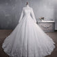 Muslim Wedding Dress Elegant High Neck With Train Princess Bride Dress Luxury Lace Embroidery Wedding Gown Vestido De Noiva