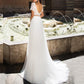 LoveDress Two Pieces Wedding Dresses Beach Chiffon Lace Top Short Sleeves Floor Length Bridal Gowns A-line Backless Sweep Train