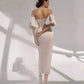 Daun Pernikahan Pendek Dirgen yang Elegan Lengan Lentera Tanpa Lengan Seksi Berpisah Gaun Pengantin Mid Calf Length Custom Made Vestidos de