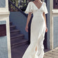 Boho Wedding Dress Simple Beach Summer Short Sleeve V-Neck Chiffon Backless Robe De Mariee Custom Made For Women Bridal Gowns