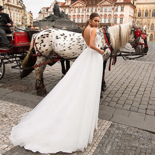 Amato semplice abito da sposa in spiaggia estiva sexy v collo