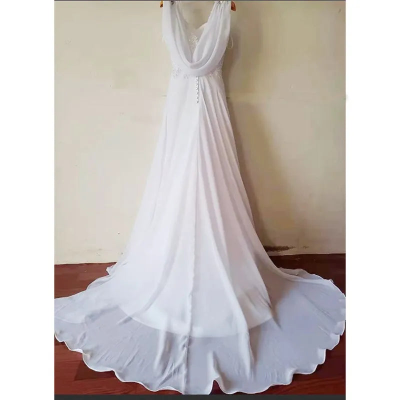 Vestido de noiva boho gaun pengantin gaun pengantin gaun pengantin leher v leher gaun pengantin sederhana jubah de soiree