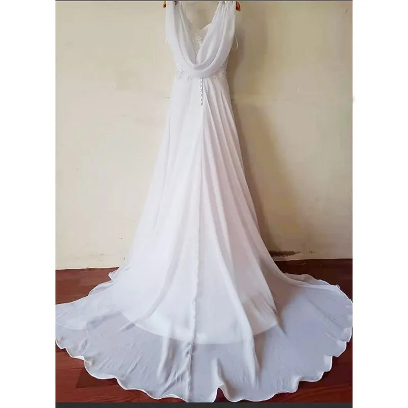 Vestido de Noiva Boho Dress Wedding Beach Dresses Sleveless V Neck Simple Bridal Dress Robe De Soiree