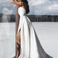 Einfache schlichtes Strand Hochzeitskleid Plus Size Sexy Schatz Ärmeln und Seitenschlitz -Brautkleider Vestido de noiva Mariage Customized